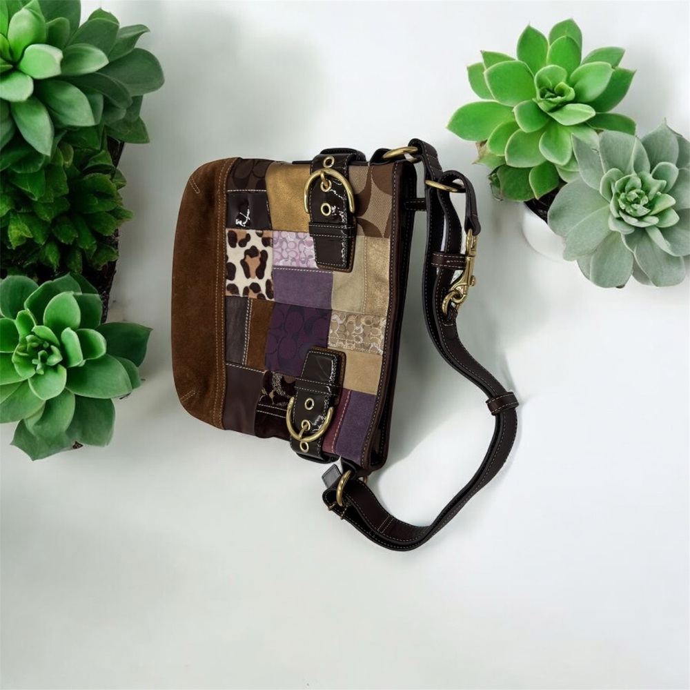 Coach Patchwork Shoulder Bag - Brown, Purple, Tan